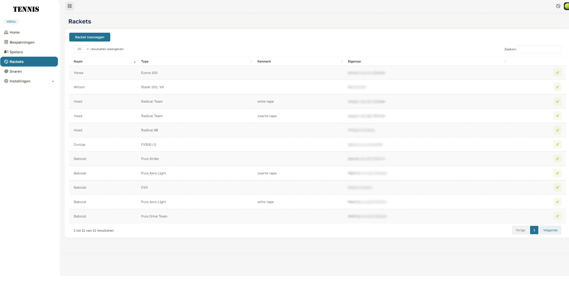 Bijhouden bespanningen van tennisrackets - 3